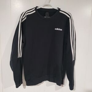 Adidas Men's Black Crewneck Sweatshirt with White Stripes Size M